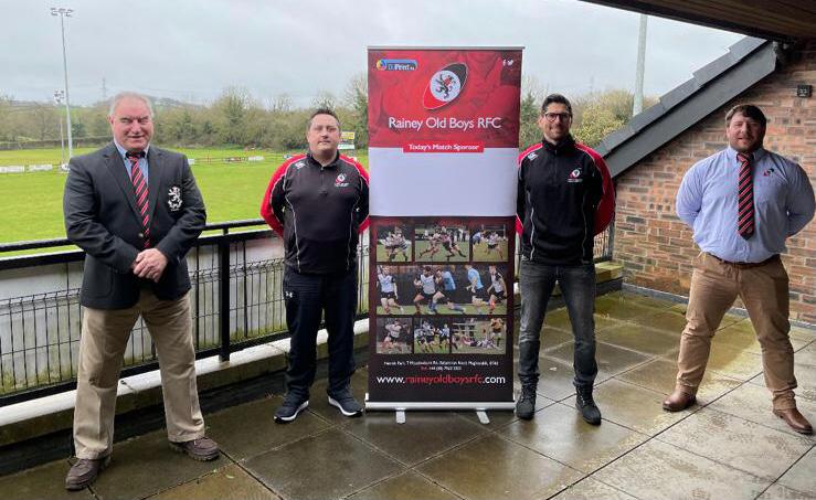 ROBRFC President Dylan Davies, Director of Rugby, Brian Smyth, Head Coach Ian McKinley, Club Chairman Stevie Rutledge